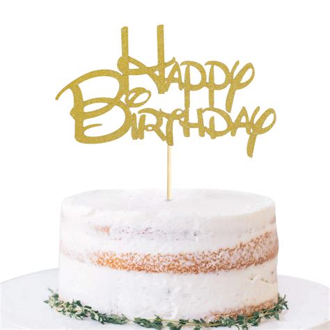 Buy Gold Happy Birthday Cake Topper Golden Glitter Birthday Party