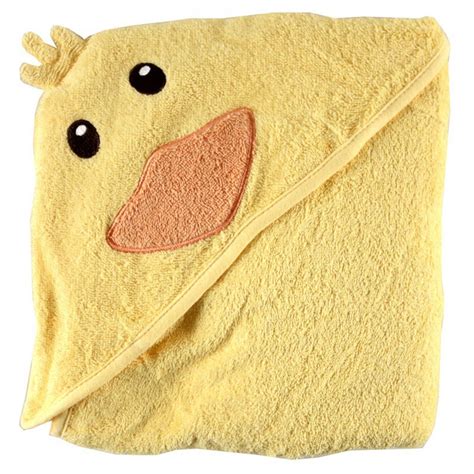 Luvable Friends Animal Face Hooded Towel Yellow Duck Baby And