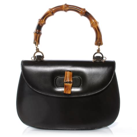 Gucci Leather Bamboo Top Handle Bag Black 40638