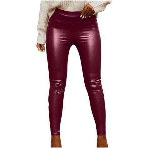 Women S Leather Leggings Pants High Waisted Butt Lifting Strechy Slimtights Shaping Hip Push Up