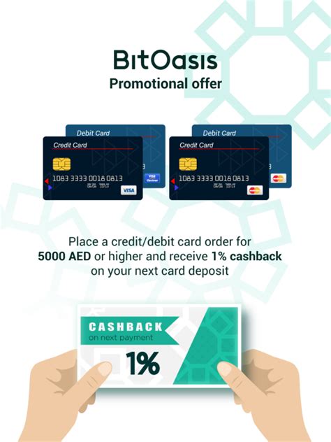 This means you can use it for purchases online and by phone, to pay bills, and anywhere tap and pay. 1% instant cashback on credit/debit card payments higher than 5000 AED | BitOasis Blog