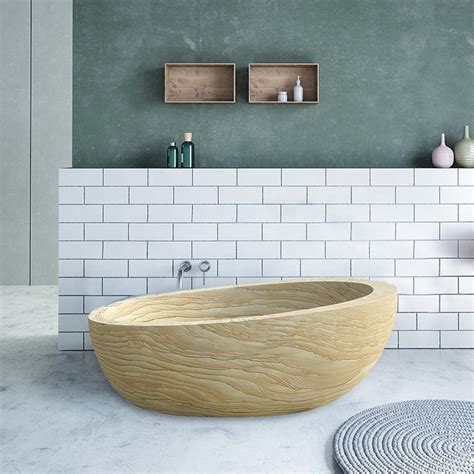 These types of tubs are popularly used in smaller bathrooms. Genuine Sandstone Freestanding Soaking 2 Sided Skirt ...
