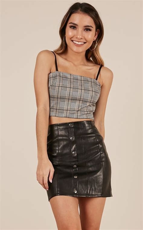 West Street Skirt In Black Showpo Real Leather Skirt Black Leather Skirts Leather Dresses