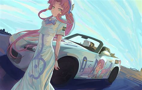 Hd Wallpaper Anime Anime Girls Long Hair Redhead Green Eyes Car