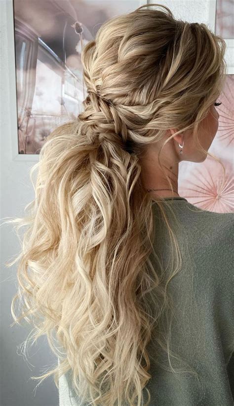 57 Different Wedding Hairstyles For Any Length Braid Wrapped Ponytail