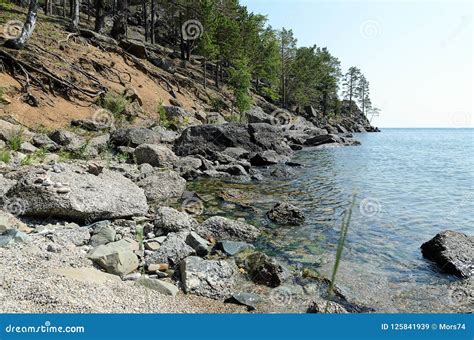 Rocky Shore Of Lake Baikal Sennaya Bay Stock Image Image Of Coast