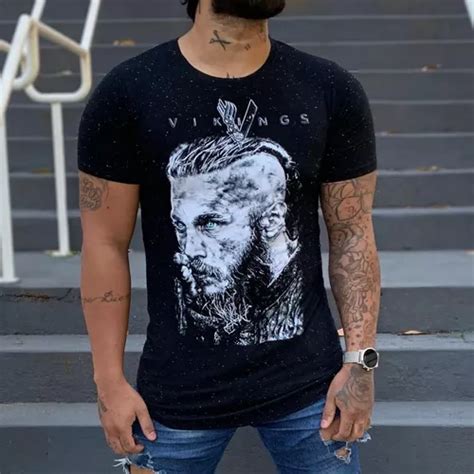 Camiseta Preta Vikings Ragnar Lothbrok Masculina MercadoLivre