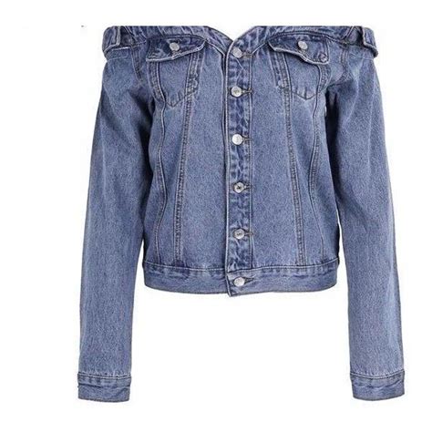 Off Shoulder Denim Jacket Blue Jean Outerwear