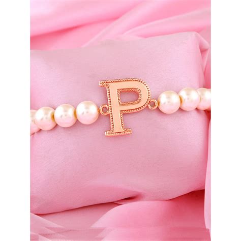 Estele Rose Gold Plated Pretty P Letter Pearl Bracelet For Women Buy