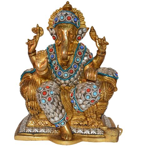 Ganesh Idol Brass Sculpture Decorative Figurine Ganesha Statue Diwali