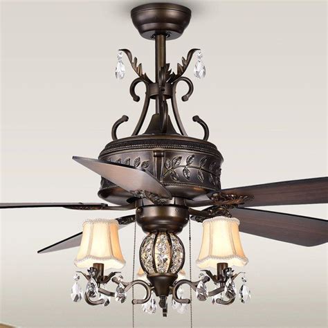 Hang the motor assembly on the hook. 52" Sayre 5 - Blade Crystal Ceiling Fan with Pull Chain ...