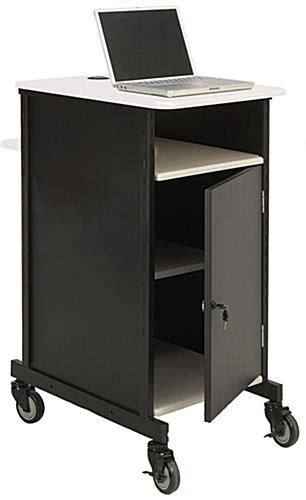 Metal Computer Cart Locking Cabinet And Grommets