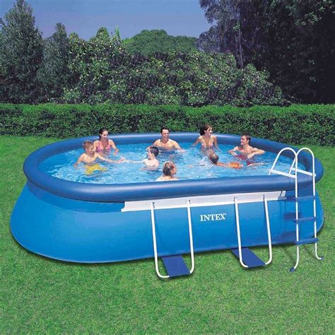 Swim The Day Away In This Intex 18ft X 10ft X 42in Oval Frame Pool Set