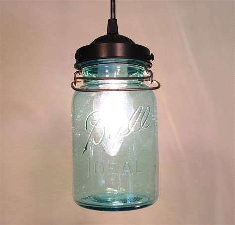 Vintage Blue Canning Jar Pendant Light By Lampgoods On Etsy