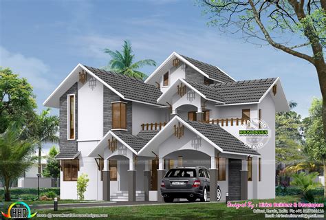 4 Bedroom Sloping Roof Home Plan In 269 Sqm Kerala Home Design And