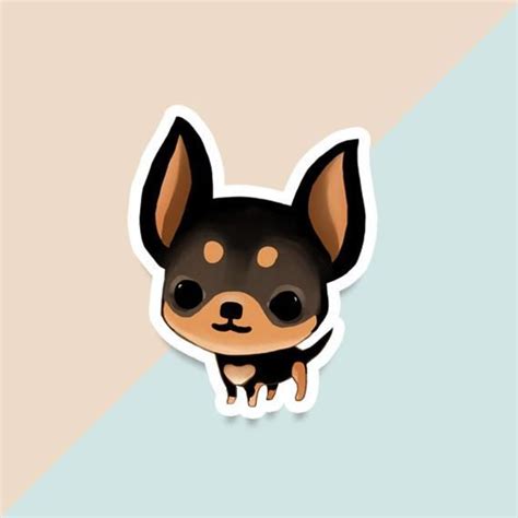 Vinyl Sticker Chihuahua Black And Tan Chi Etsy Cute Dog Drawing