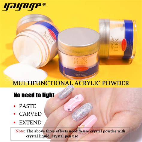 Acrylic Powder Yayoge 28g Nail Art Transparent Pink Flex Polymer Set