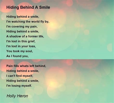 Hiding Behind A Smile Poem By Holly Heron Poem Hunter