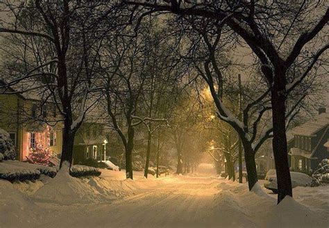 Snowy Night Watertown Massachusetts Winter Scenery Winter Scenes