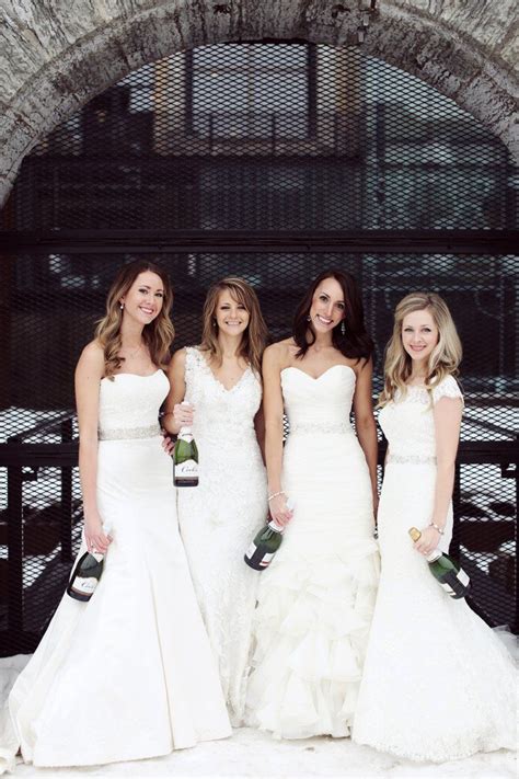 Pin For Later 4 Bffs Wore Their Wedding Dresses For This Adorable