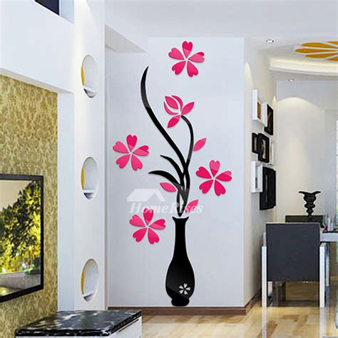 Flower Wall Stickers Acrylic 3d Self Adhesive Home Decor Kitchen