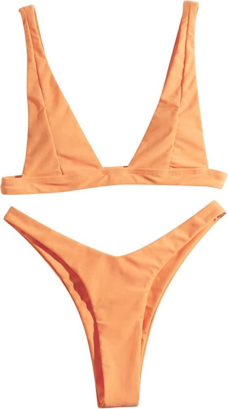 Zonary Sexy Einfarbiger Bikini Badeanzug F R Damen Off Shoulder Kurzarm