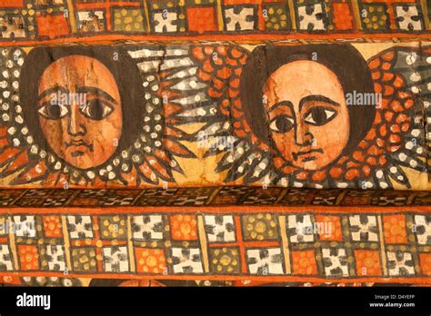 Two Angels Painted In The Ethiopian Orthodox Style Adorn The Ceiling