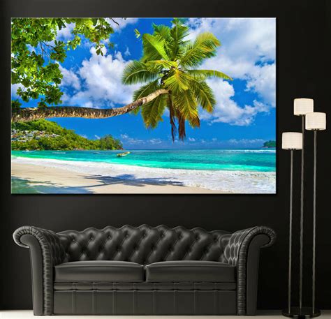 Wall Art Canvas Print Tropical Beach Palm Tree Ocean Decor