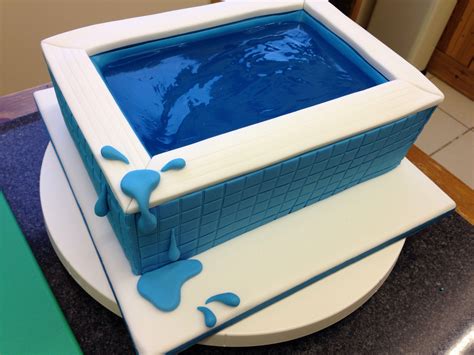 Pin By Gabriela Leon On Queques Pool Cake Swimming Pool Cake Pool Birthday Cakes