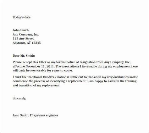 resignation letter  week notice elegant sample resignation letters