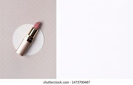 Nude Pink Lipstick On Creative Polka Stock Photo Shutterstock