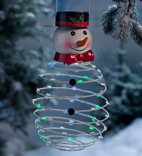 Solar Powered Lighted Snowman Hanging Decoration Eligible For