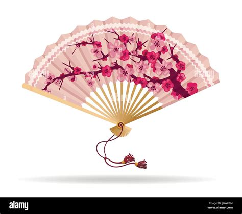 Japan Cherry Blossom Folding Fan Vector Illustration Japanese Fan
