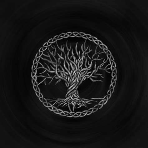 Tree Of Life Yggdrasil Grayscale Digital Art By Lioudmila Perry