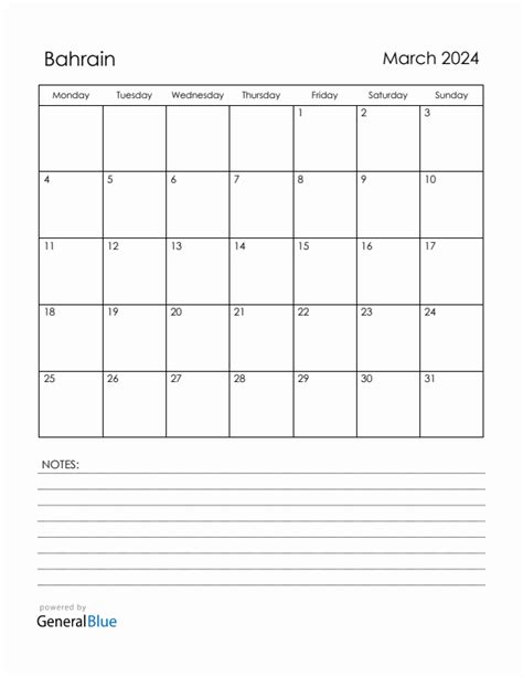 March 2024 Bahrain Calendar With Holidays