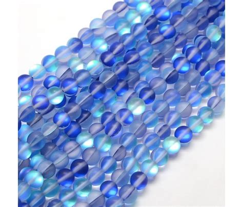 Matte Foiled Crystal Glass Beads Cobalt Blue 8mm Smooth Round