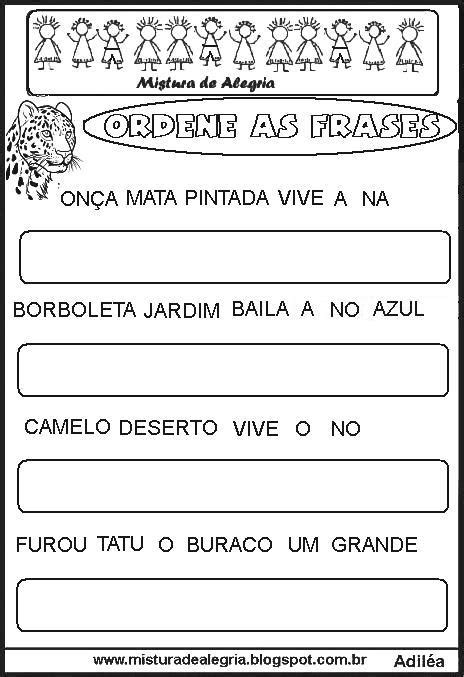 Atividades De AlfabetizaÇÃoordenar Palavras E Formar Frases Mistura