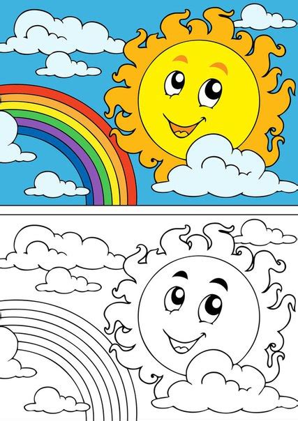 O arco íris é um fenômeno belíssimo, que ilustra várias cores no céu. Desenho de sol e arco-iris para colorir - Como Fazer