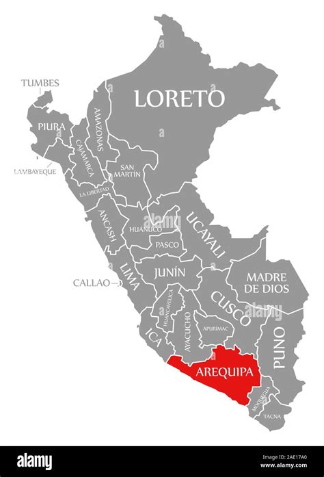 Arequipa Resaltada En Rojo En El Mapa De Perú Fotografía De Stock Alamy