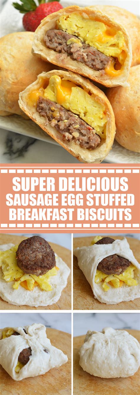 Super Delicious Sausage Egg Stuffed Breakfast Biscuits