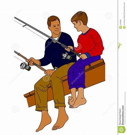 Father Fishing Son Clipart Child Vector Fathers