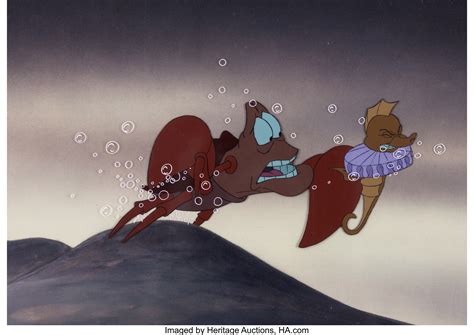The Little Mermaid Sebastian And The Seahorse Herald Production Cel