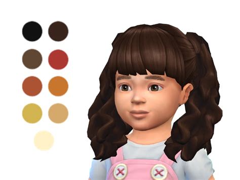 The Sims Resource Toddler Long Curly Pigtails Hair Retextured Sims 4