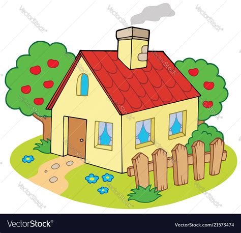 House With Garden Royalty Free Vector Image Vectorstock