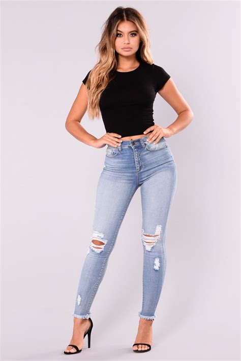 Jaclyn Crop Top Black Denim Fashion Skinny Jeans Bodysuit Fashion