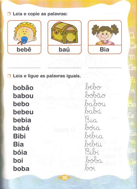 Ficha De Leitura Ba Be Bi Bo Bu