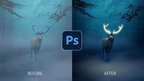 Deer With Glowing Horns Glow Effect Photoshop Tutorial Youtube