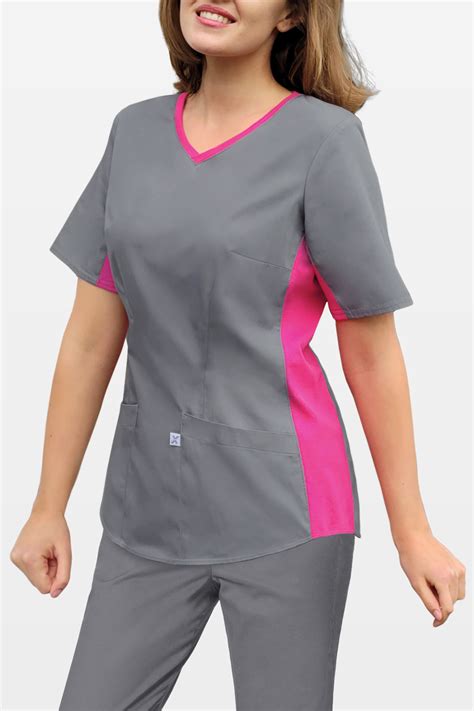 Scrubs Top With Elastic Side Panels Be1 Sl Plum Medical Clothes Colormed