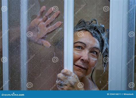Woman Caught In The Shower Stock Image Image Of Friendly