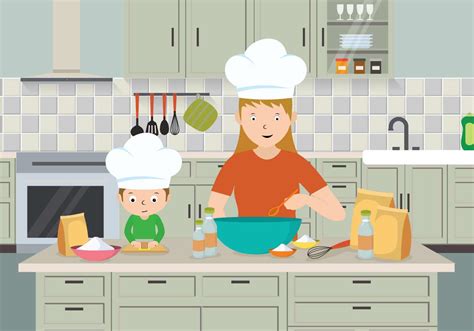 Free Mom And Child Cooking Illustration 128131 Vector Art At Vecteezy